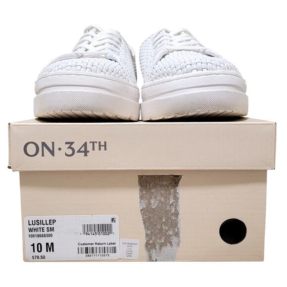 On 34th Women Lusille Low Platform Casual Sneakers Size US 10M White Woven - Picture 6 of 6